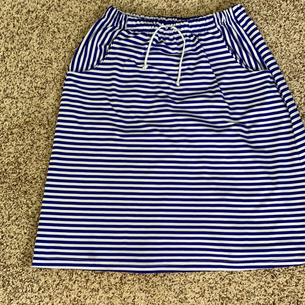 Blue and white striped Skort